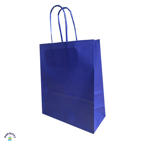 Ambalaje cadouri - Punga cadou Papiroti, din hartie, cu maner rasucit, albastru, interior alb, model nautic, 26x12x35 cm