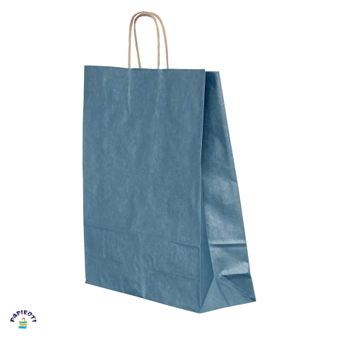 Ambalaje cadouri - Punga cadou Papiroti, din hartie, cu maner rasucit, albastru, interior maro, 32x12x41 cm