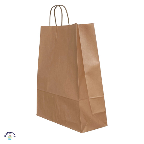 Ambalaje cadouri - Punga cadou Papiroti, din hartie, cu maner rasucit, bronz, interior alb, 32x12x41 cm