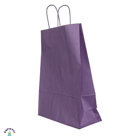 Ambalaje cadouri - Punga cadou Papiroti, din hartie, cu maner rasucit, mov, interior alb, 32x12x41 cm