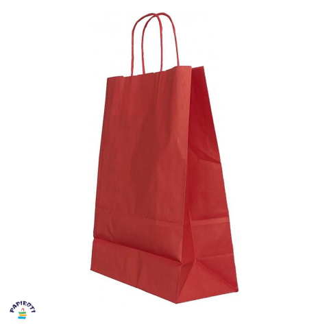 Ambalaje cadouri - Punga cadou Papiroti, din hartie, cu maner rasucit, rosu, interior alb, 32x12x41 cm