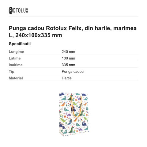 Punga cadou Rotolux Felix, din hartie, marimea L, 240x100x335 mm [2]