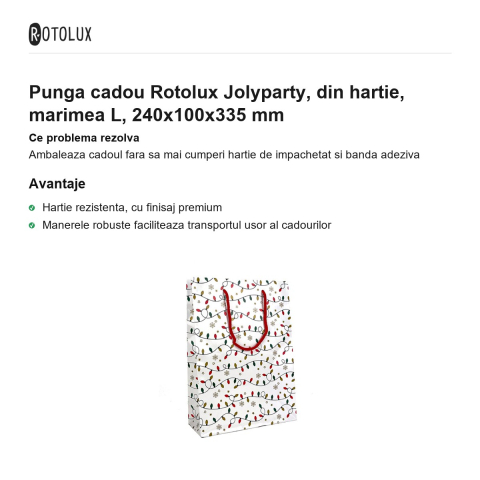 Punga cadou Rotolux Jolyparty, din hartie, marimea L, 240x100x335 mm [1]