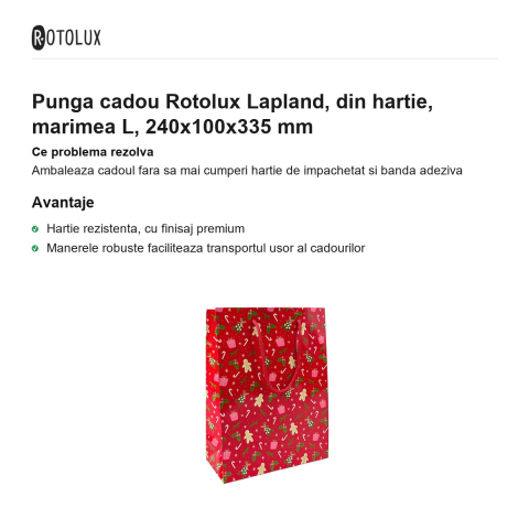Punga cadou Rotolux Lapland, din hartie, marimea L, 240x100x335 mm [1]
