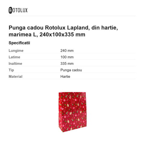 Punga cadou Rotolux Lapland, din hartie, marimea L, 240x100x335 mm [2]