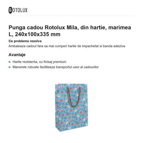 Punga cadou Rotolux Mila, din hartie, marimea L, 240x100x335 mm [1]