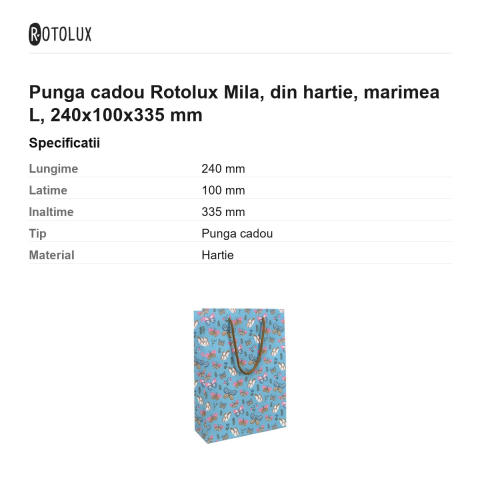 Punga cadou Rotolux Mila, din hartie, marimea L, 240x100x335 mm [2]