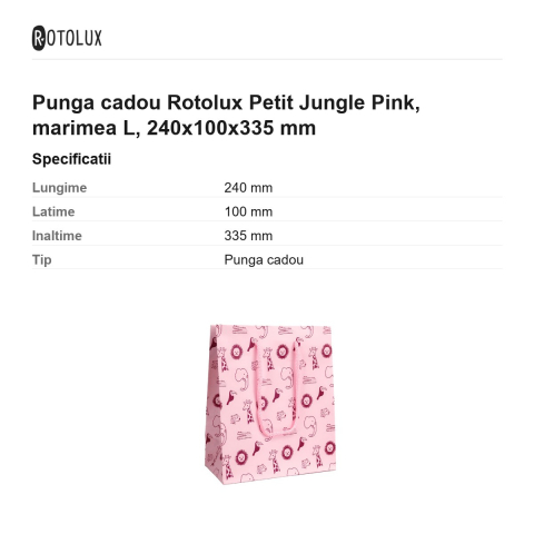 Punga cadou Rotolux Petit Jungle Pink, marimea L, 240x100x335 mm [2]