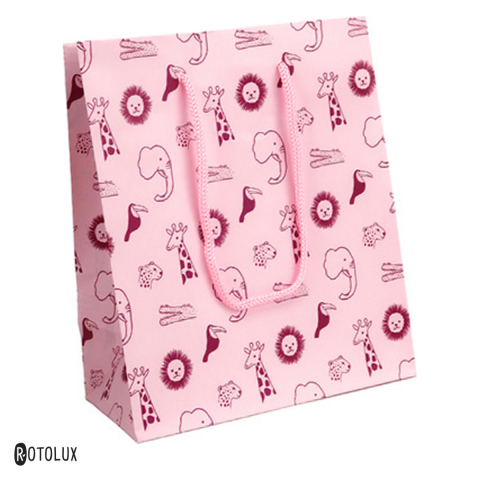 Ambalaje cadouri - Punga cadou Rotolux Petit Jungle Pink, marimea L, 240x100x335 mm