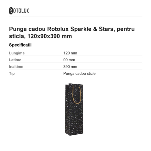 Punga cadou Rotolux Sparkle & Stars, pentru sticla, 120x90x390 mm [2]