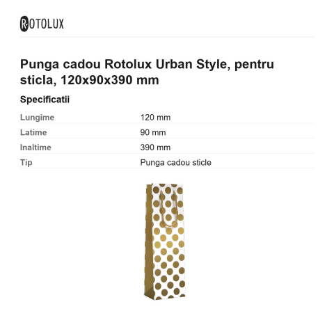 Punga cadou Rotolux Urban Style, pentru sticla, 120x90x390 mm [2]