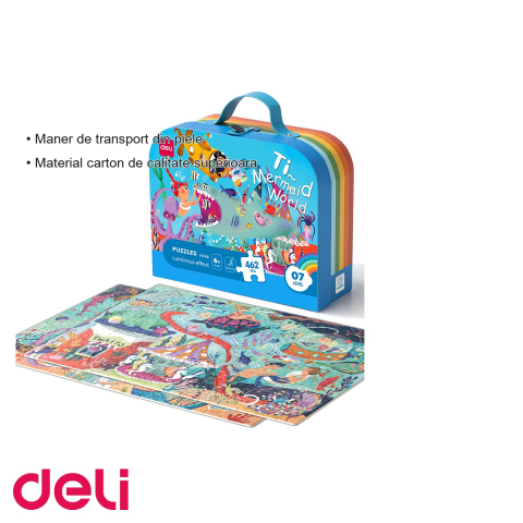 Puzzle Deli cu geanta cadou, 462 piese efect luminos, tematica lumea marina, pentru copii 6+ [2]