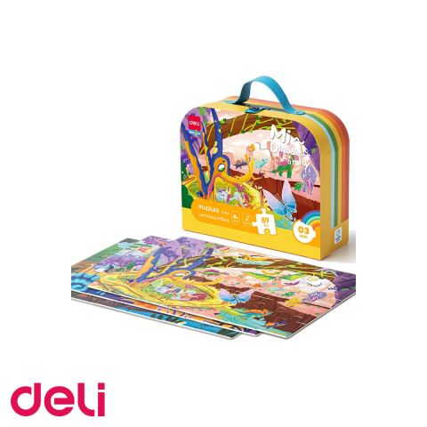 Accesorii Diverse - Puzzle Deli cu geanta cadou, 89 piese, efect luminos, tematica dinozauri, pentru copii 4+