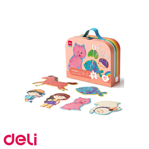 Accesorii Diverse - Puzzle Deli Friends cu geanta cadou, 54 piese efect luminos, pentru copii 3+