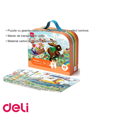 Puzzle Deli Race cu geanta cadou, 57 piese cu efect luminos, pentru copii 3.5 ani+ [2]