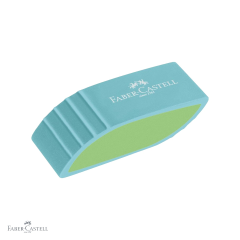 Corectoare si radiere - Radiera bicolora Faber-Castell Trend Shape 2019, forma ergonomica cu zona grip, fara PVC, culori pastel asortate