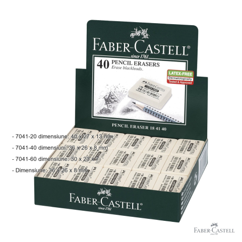 Radiera cauciuc Faber-Castell 7041-40, fara latex, pentru creioane grafit si colorate [1]