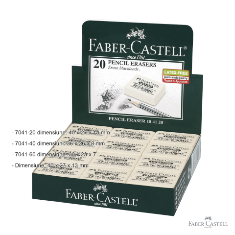 Radiera creion Faber-Castell 7041-20, cauciuc natural fara PVC, pentru grafit si creioane colorate [1]