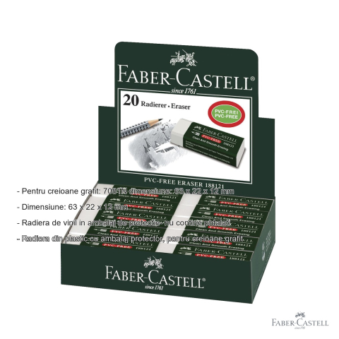 Radiera creion Faber-Castell 7081N, vinil fara PVC, pentru creioane grafit [1]