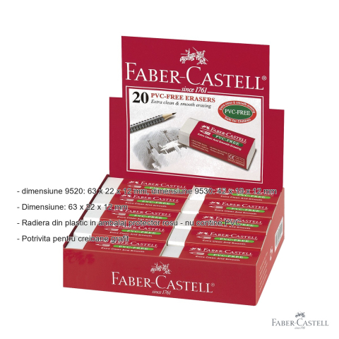 Radiera creion Faber-Castell 7095, plastic fara PVC, pentru creioane grafit, alba [1]