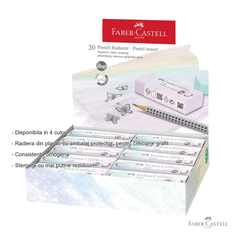 Radiera creion Faber-Castell Dust Free 20 Pastel, consistenta omogena, pentru creioane grafit [1]