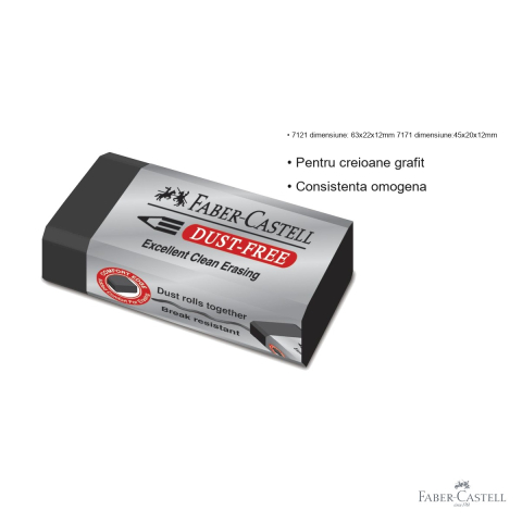 Radiera creion Faber-Castell Dust Free, neagra, fara reziduuri, pentru grafit [2]