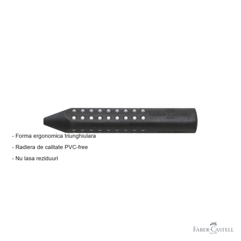Radiera creion Faber-Castell Grip 2001, forma ergonomica triunghiulara, fara PVC, pentru uz scolar si birou [1]