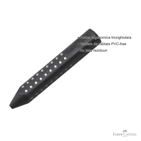 Radiera creion Faber-Castell Grip 2001, forma ergonomica triunghiulara, fara PVC, pentru uz scolar si birou [2]