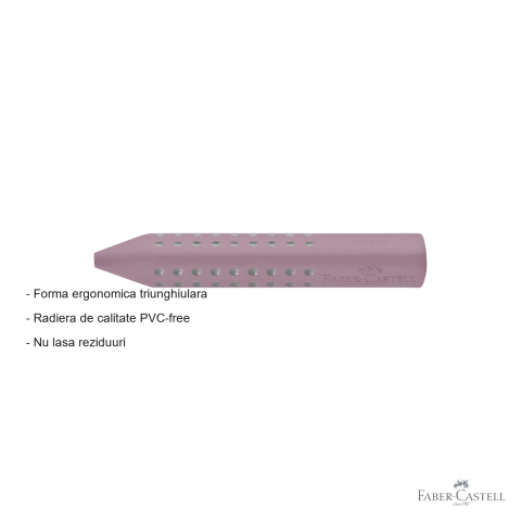 Radiera creion Faber-Castell Grip 2001 Rose, forma ergonomica triunghiulara, fara PVC [1]