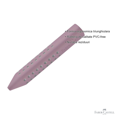 Radiera creion Faber-Castell Grip 2001 Rose, forma ergonomica triunghiulara, fara PVC [2]