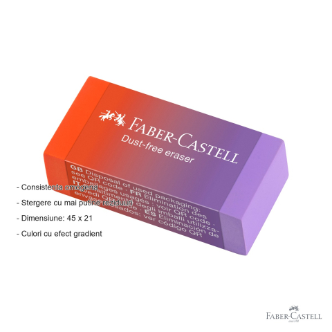 Radiera Faber-Castell Flow, dust free, fara PVC, pentru creioane grafit, culori gradient [1]