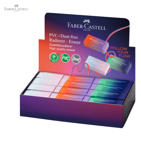Radiera Faber-Castell Flow, dust free, fara PVC, pentru creioane grafit, culori gradient [4]