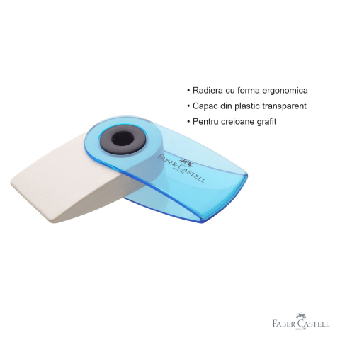 Radiera mini cu capac Faber-Castell Sleeve, culori transparente, pentru creioane grafit [2]
