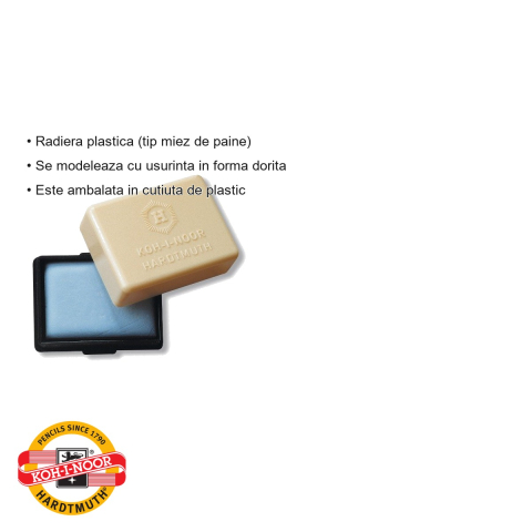 Radiera plastica Koh-I-Noor tip miez de paine, modelabila, pentru pastel si carbune, cutie 15 bucati [2]