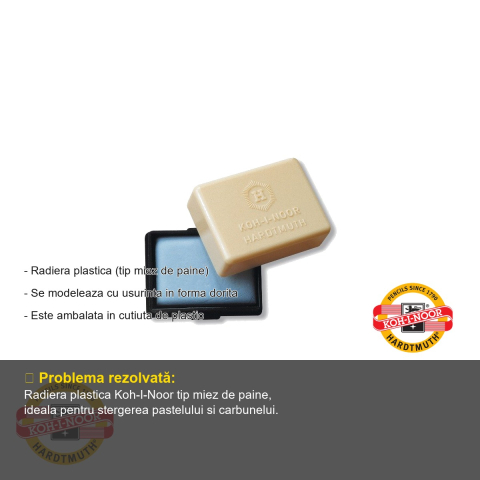 Radiera plastica Koh-I-Noor tip miez de paine, modelabila, pentru pastel si carbune, cutie 15 bucati [1]