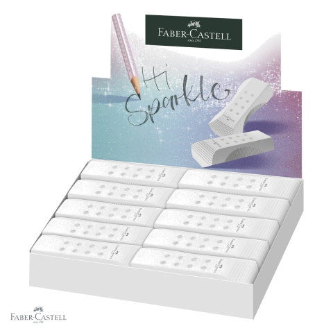 Radiera roll-on Faber-Castell Sparkle, stergere precisa pentru creioane grafit, alba cu puncte sclipitoare [3]