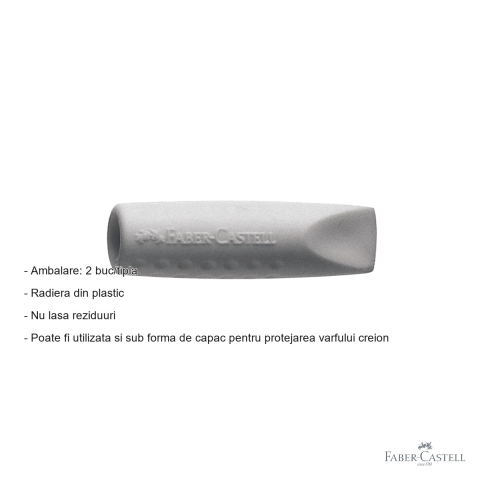Radiere capac grip Faber-Castell 2001, plastic fara PVC, pentru creioane grafit, set 2 bucati [1]