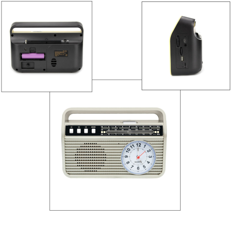 Radio Difuzor Bluetooth cu Ceas Analog Vintage Setty MD-500BT, 5W, FM/AM/SW, USB/SD/AUX, pentru Decor si Utilizare Portabila [4]
