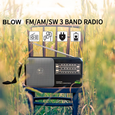 Radio portabil AM/FM/SW, cu antena, BLOW RA4 11270, 190 x 95 x 45 mm, 2 x baterii R20, jack 3.5mm, gri [4]
