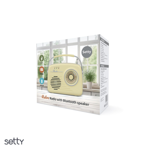 Radio Setty Retro P350, Bluetooth v.5.0 Player, 3W, 1200 mAh, FM 87-108MHz, slot USB si SD, intrare AUX, bej [3]