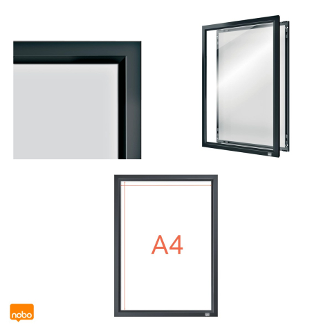 Rama click Nobo Impression Pro A4 din aluminiu, pentru perete, cu cleme cu profil redus, schimbare rapida a afisului, 235x13x325 mm, grafit [3]