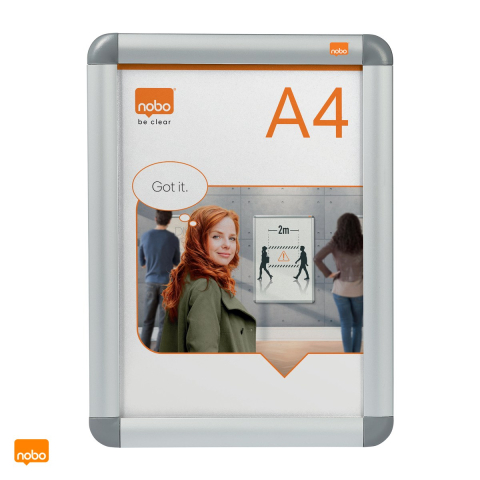 Rama cu clip Nobo A4 din aluminiu, coperta mata din PVC, rezistenta la apa, pentru postere si anunturi, 250x13x340 mm [3]