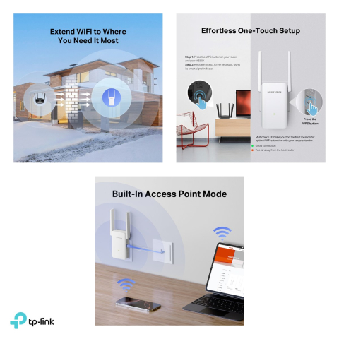 Range extender Wi-Fi 6 Mercusys ME80X, AX3000, dual-band 2.4 GHz si 5 GHz, 2 antene externe, port Gigabit Ethernet, mod Access Point, EasyMesh, ME80X [4]