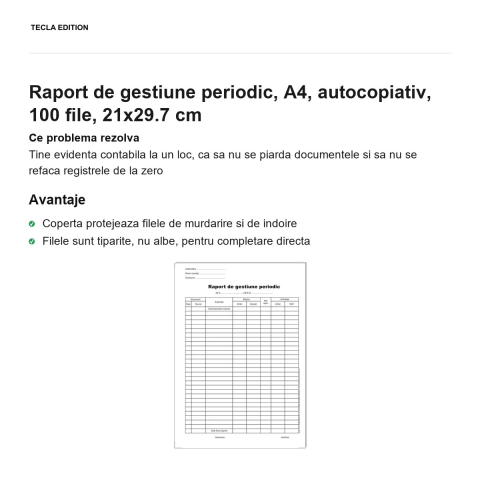 Raport de gestiune periodic, A4, autocopiativ, 100 file, 21x29.7 cm [1]