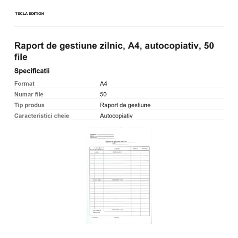 Raport de gestiune zilnic, A4, autocopiativ, 50 file [2]