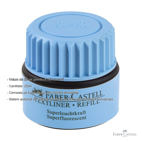 Refill textmarker albastru Faber-Castell 1549, cerneala pe baza de apa, 25 ml, pentru reincarcarea textmarkerelor [1]