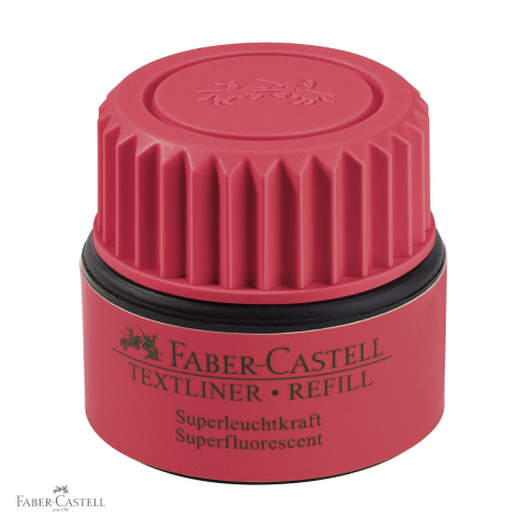 Refill markere - Refill textmarker rosu Faber-Castell, cerneala pe baza de apa, 25ml, compatibil 1543/1546/1548