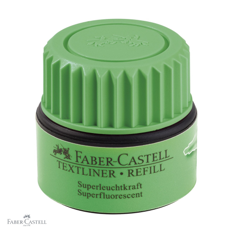 Refill markere - Refill textmarker verde Faber-Castell 1549, cerneala pe baza de apa, 25ml, pentru reincarcarea textmarkerelor