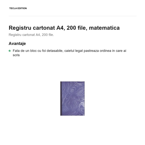 Registru cartonat A4, 200 file, matematica [1]