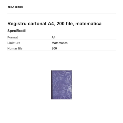 Registru cartonat A4, 200 file, matematica [2]
